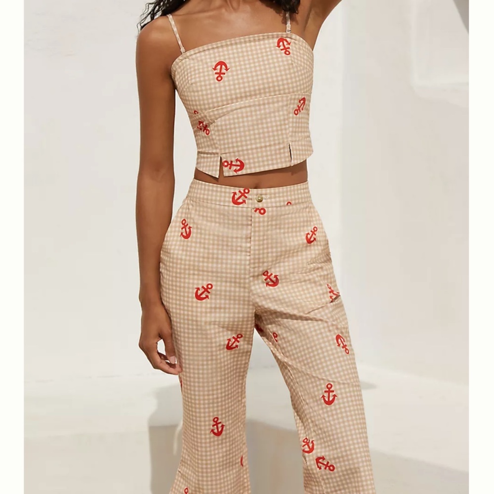 Anthropologie Celandine crop top and cropped pants outfit